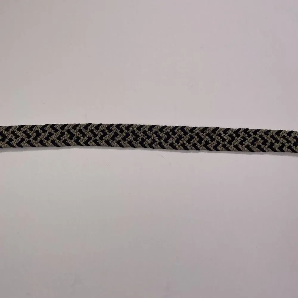 LL Bean Braided Cord Belt Men’s 36 Brown Leather Brass Buckle Cream